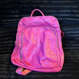 American Exchange Hot Pink Leather Backpack